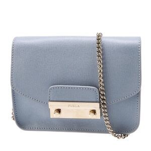 FURLA Leather Chainlink Crossbody Bag.